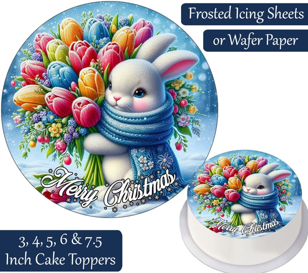 Christmas Bunny Tulip Personalised Cake Topper