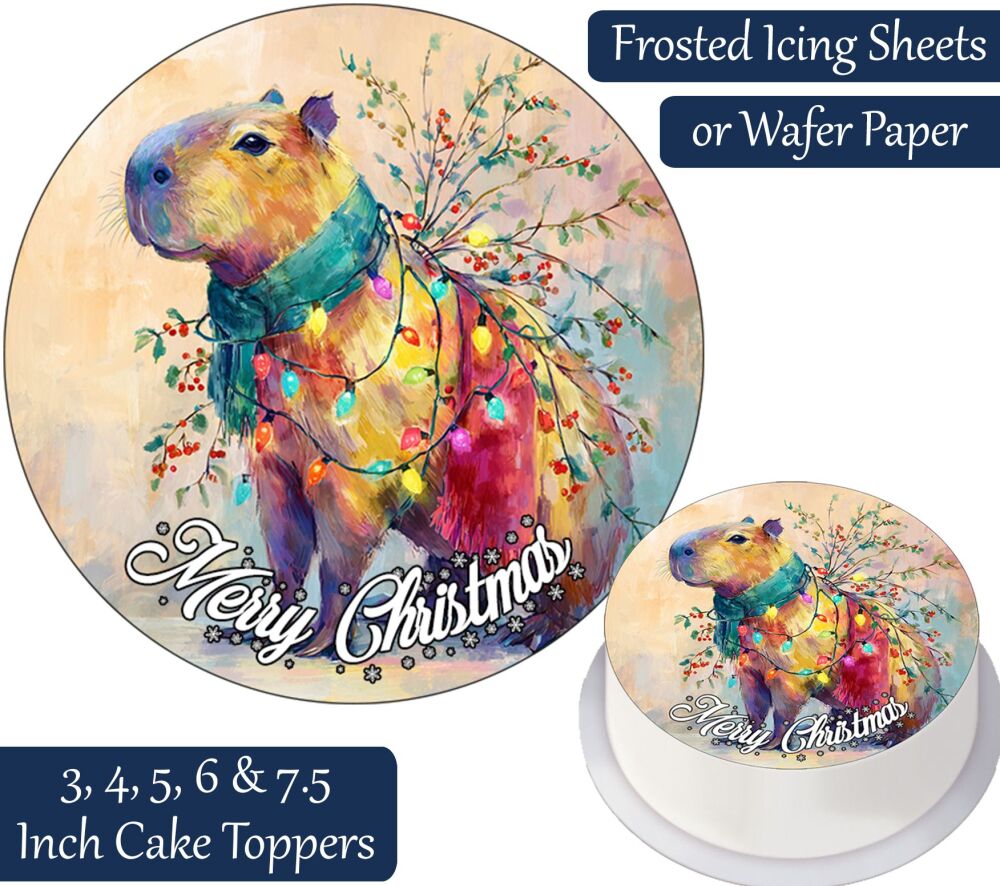 Christmas Capybara Personalised Cake Topper