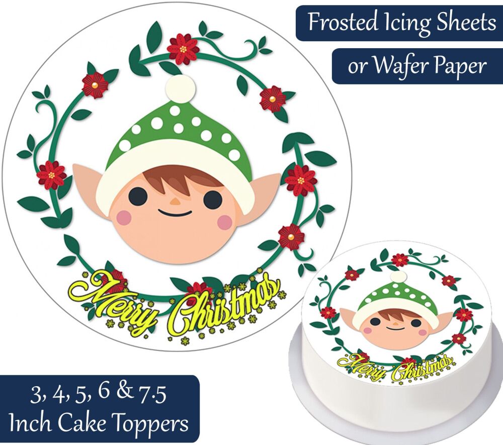 Christmas Cartoon Elf Personalised Cake Topper
