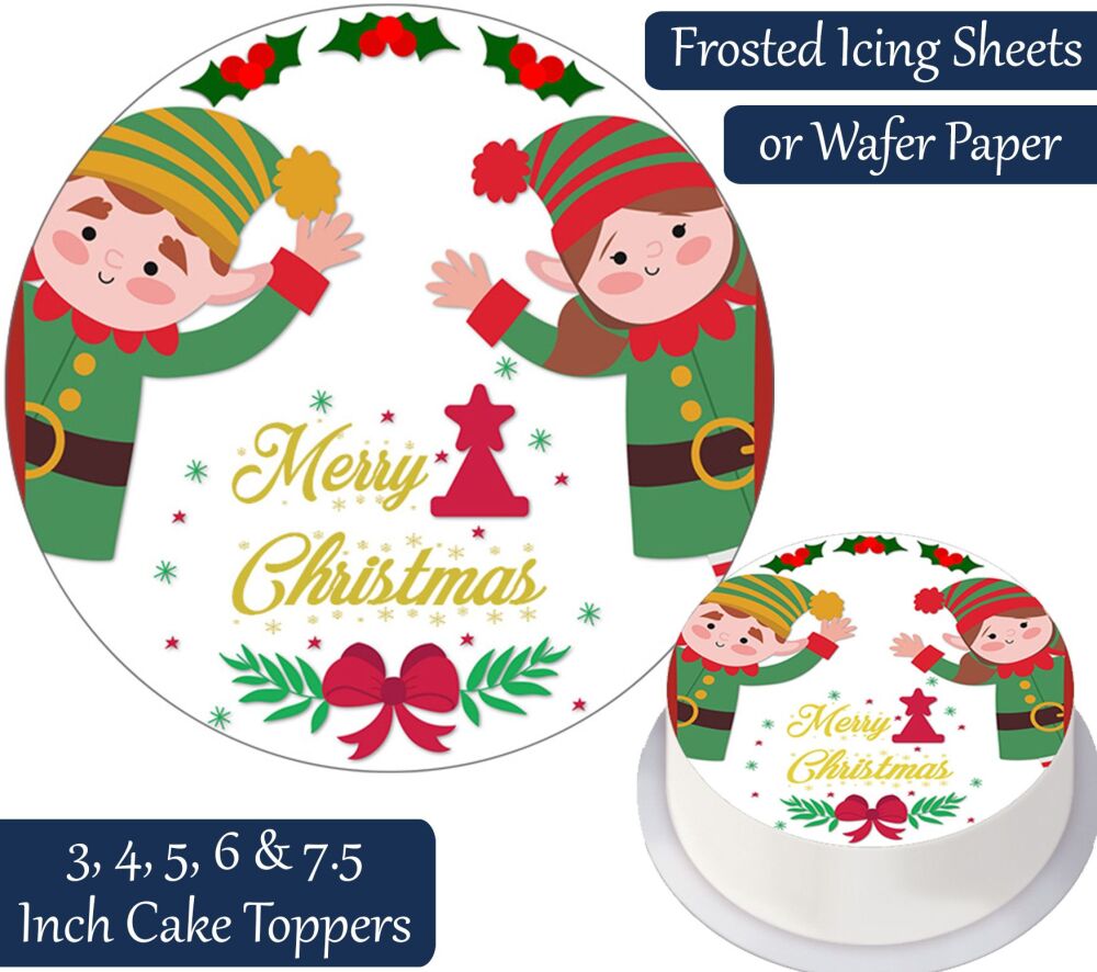 Christmas Elves Personalised Cake Topper