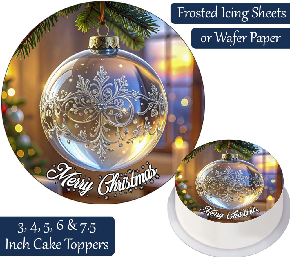 Christmas Glass Bauble Personalised Cake Topper