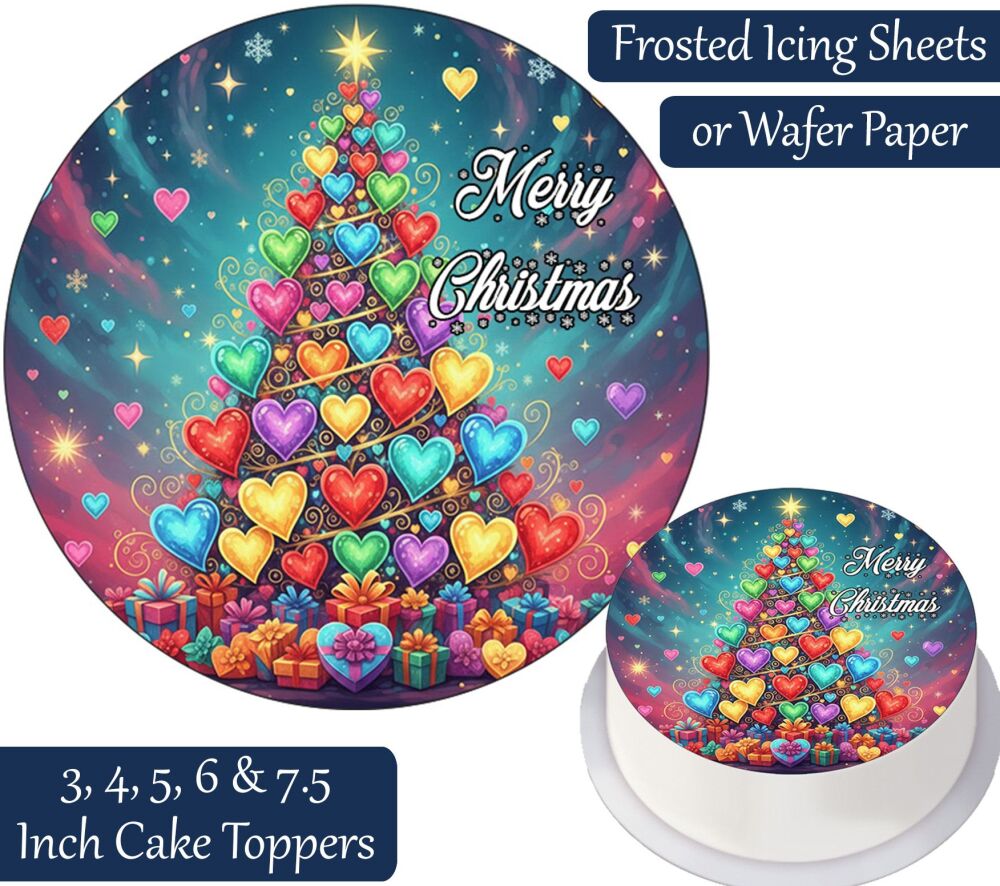Christmas Heart Tree Personalised Cake Topper
