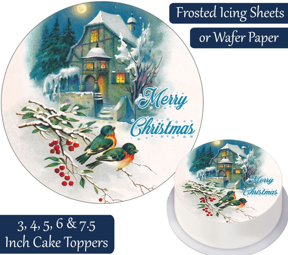 Christmas Robin House Personalised Cake Topper