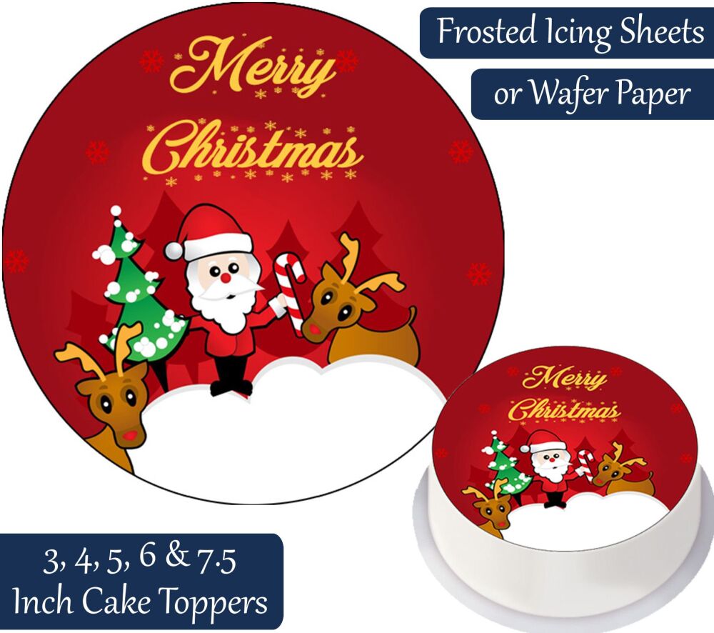 Christmas Santa Reindeer Personalised Cake Topper