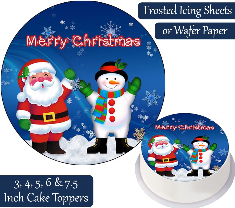 Christmas Santa Snowman Personalised Cake Topper