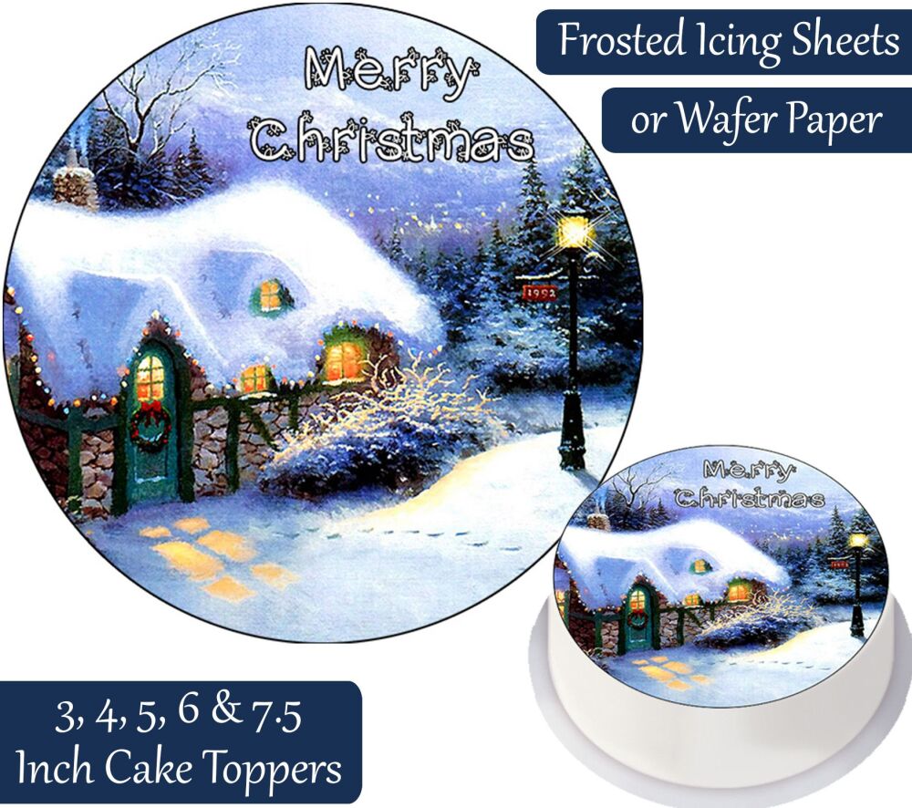 Christmas Snow House Personalised Cake Topper