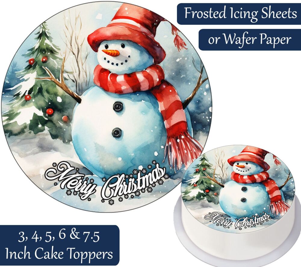 Christmas Snowman Tree Personalised Cake Topper