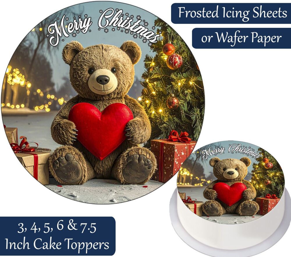 Christmas Teddy Bear Personalised Cake Topper
