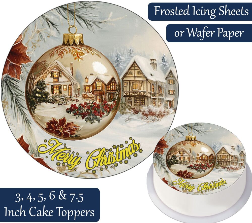 Christmas Vintage Bauble Personalised Cake Topper