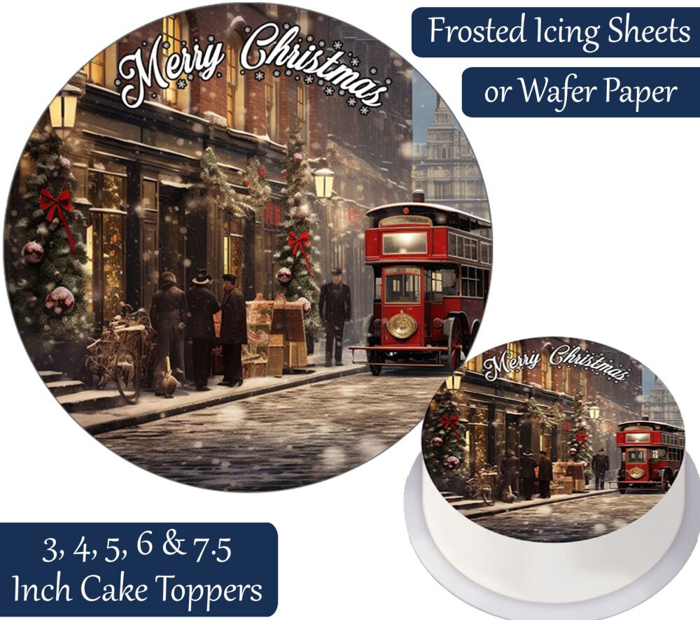 Christmas Vintage London Personalised Cake Topper