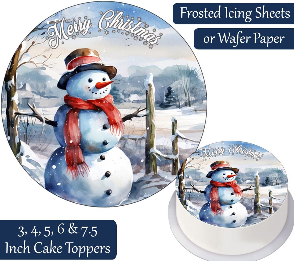 Christmas Vintage Snowman Personalised Cake Topper