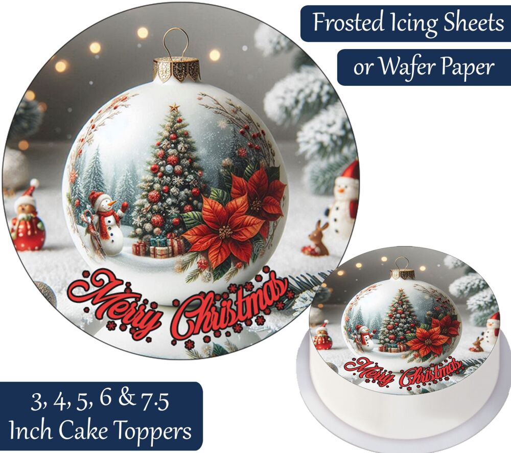 Christmas Winter Bauble Personalised Cake Topper