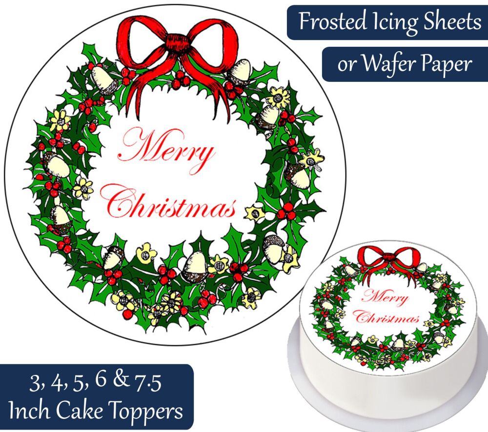 Christmas Wreath Personalised Cake Topper