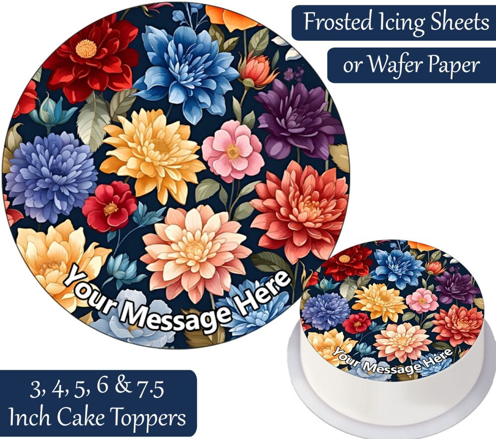 Colourful Flowers Personalised Cake Topper