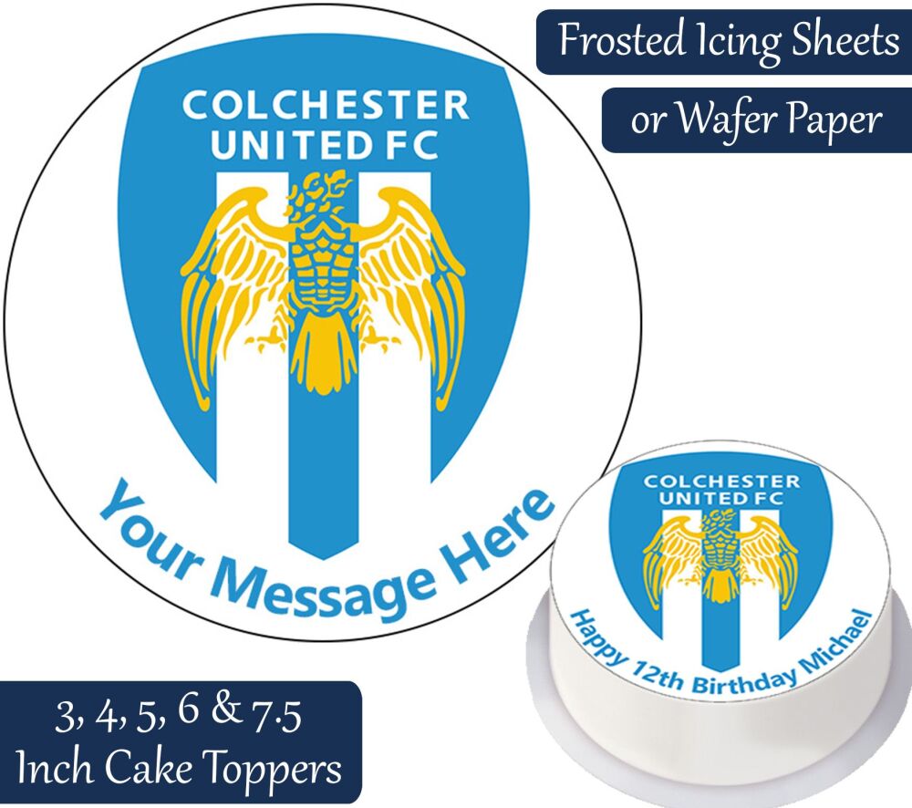 Colchester United Football Personalised Cake Topper