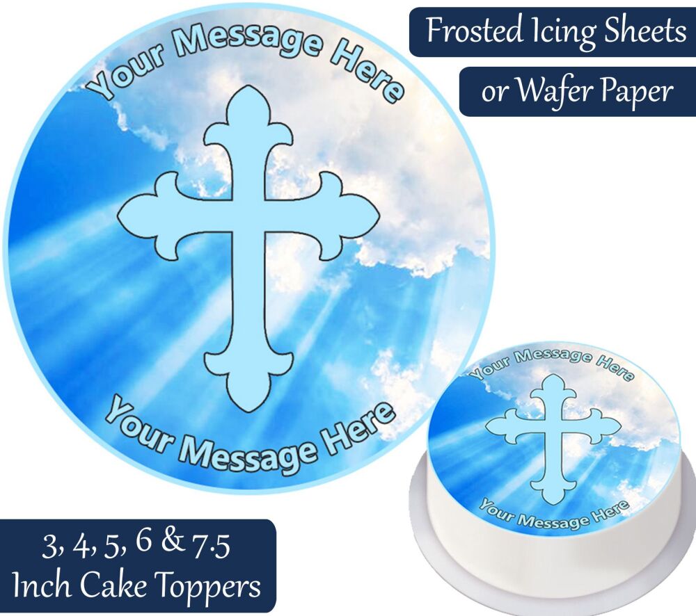 Communion Blue Personalised Cake Topper
