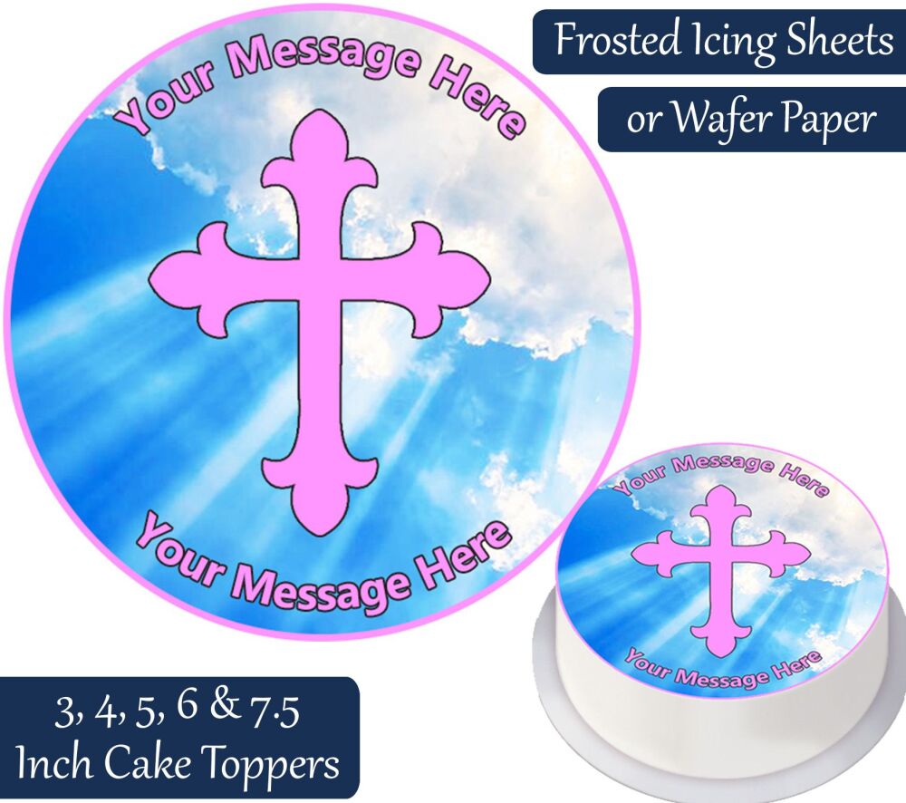 Communion Pink Personalised Cake Topper