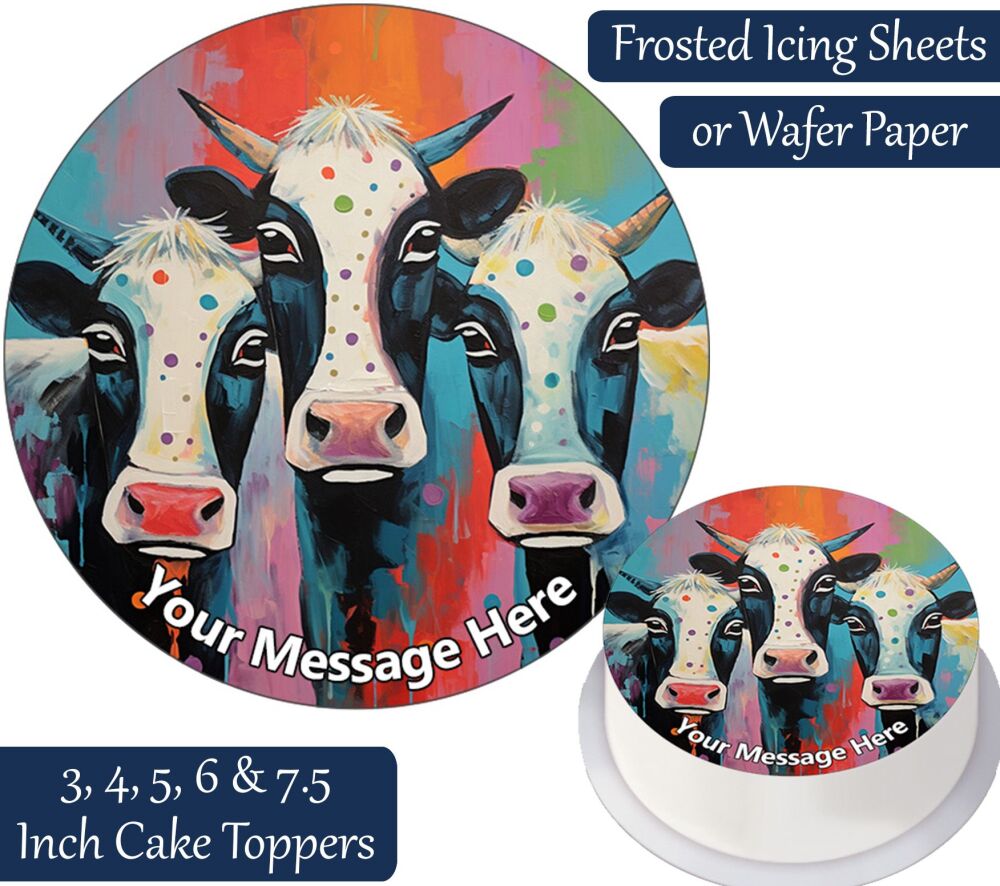 Cows Artistic Personalised Cake Topper