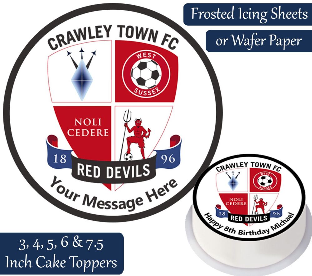 Crawley Town Football Personalised Cake Topper