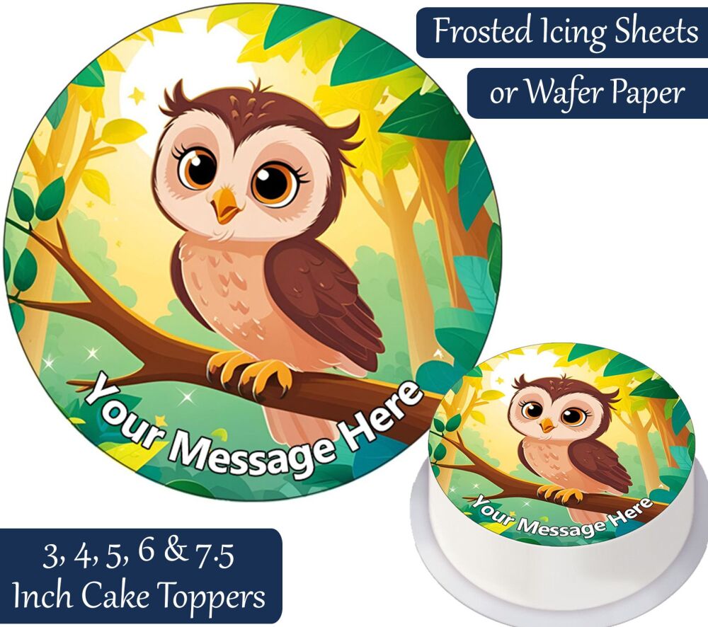 Cute Baby Owl Personalised Cake Topper