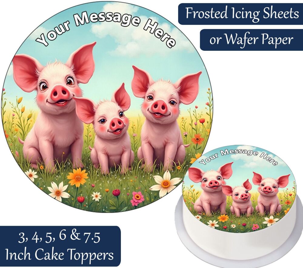 Cute Pigs Personalised Cake Topper