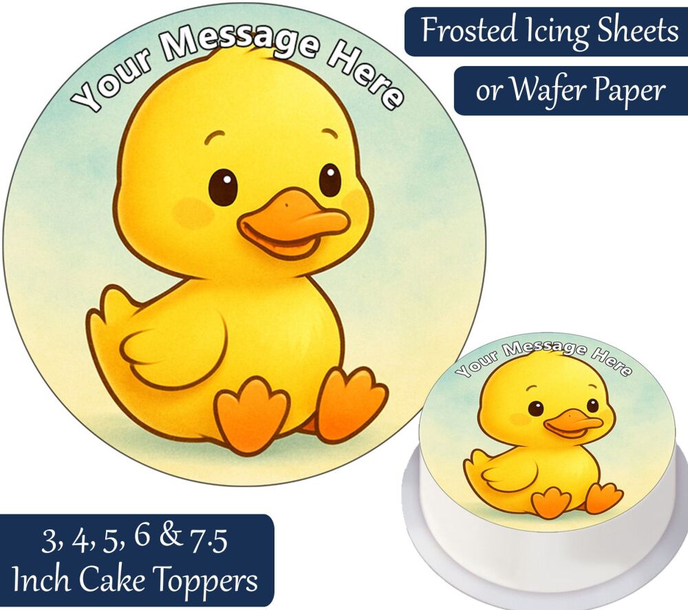 Cute Yellow Duck Personalised Cake Topper