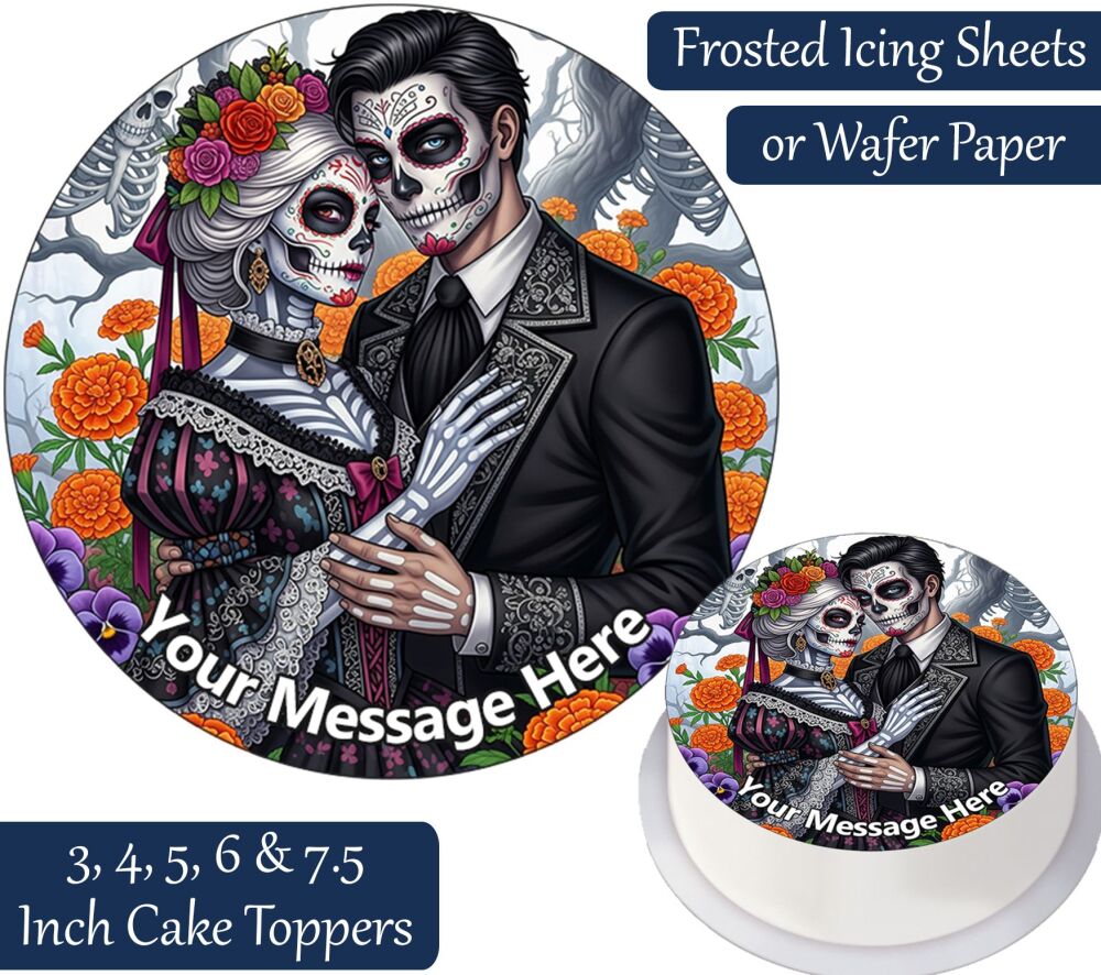 Day Of The Dead Couple Personalised Cake Topper