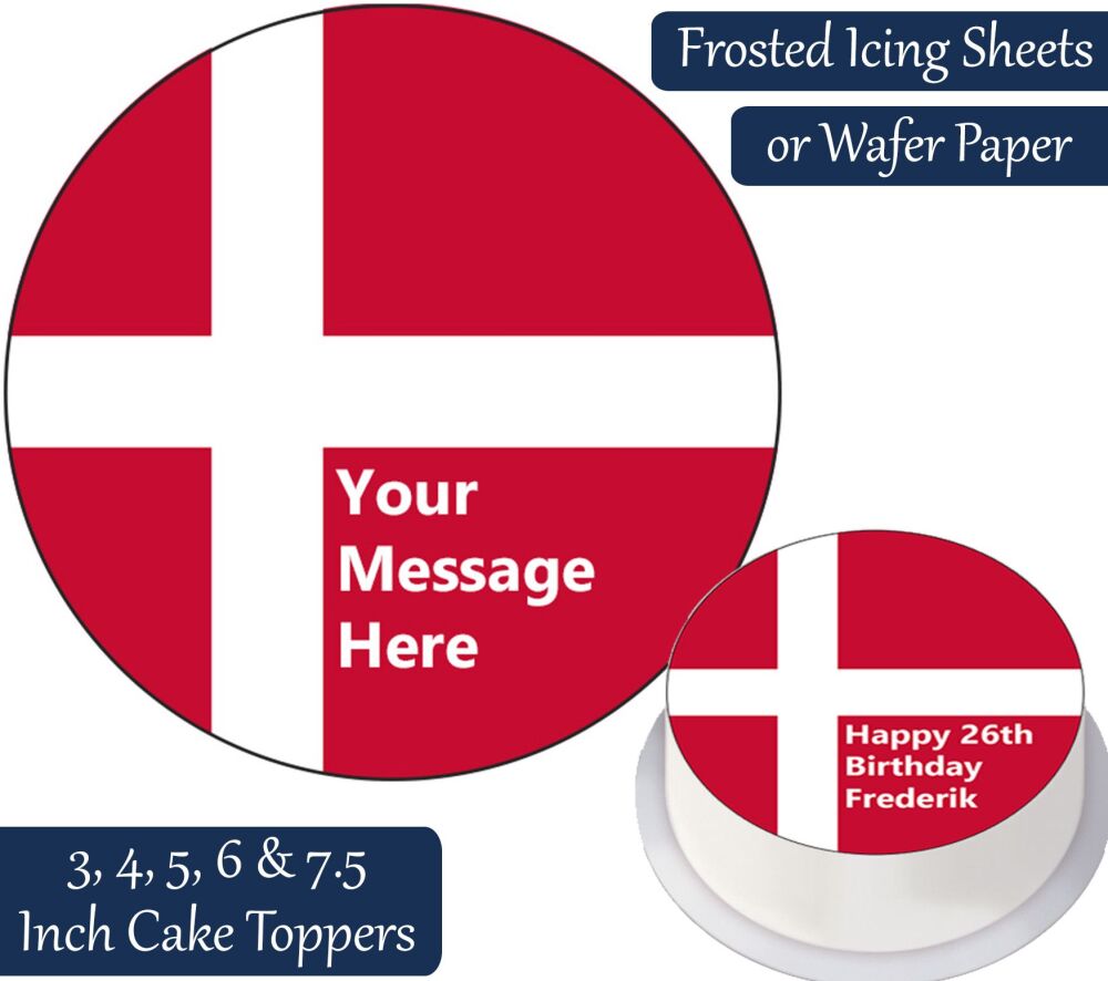 Denmark Flag Personalised Cake Topper