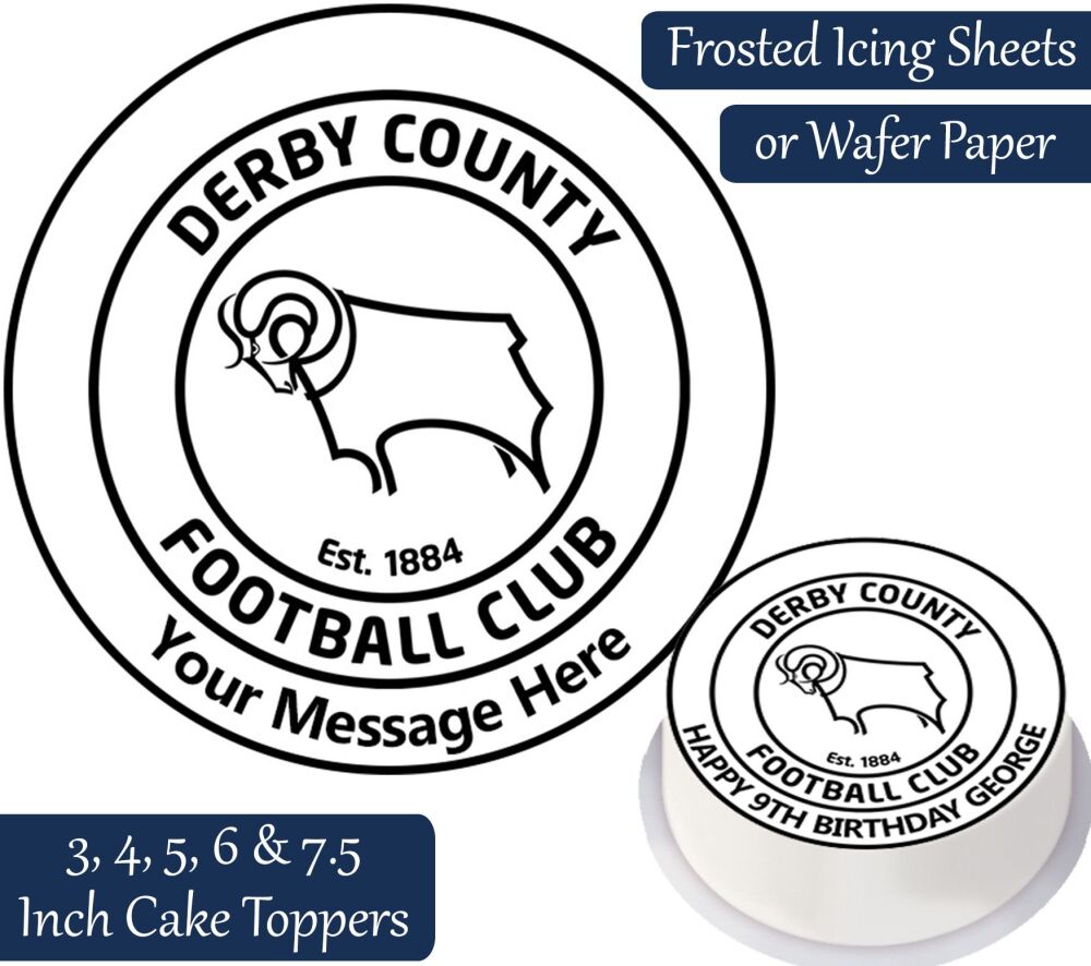 Derby County Football Personalised Cake Topper