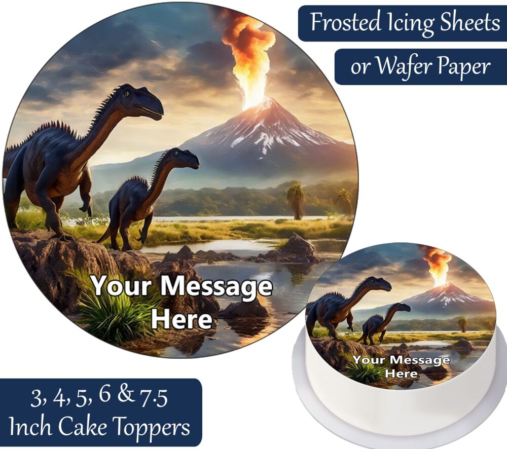 Dinosaur Volcano Personalised Cake Topper