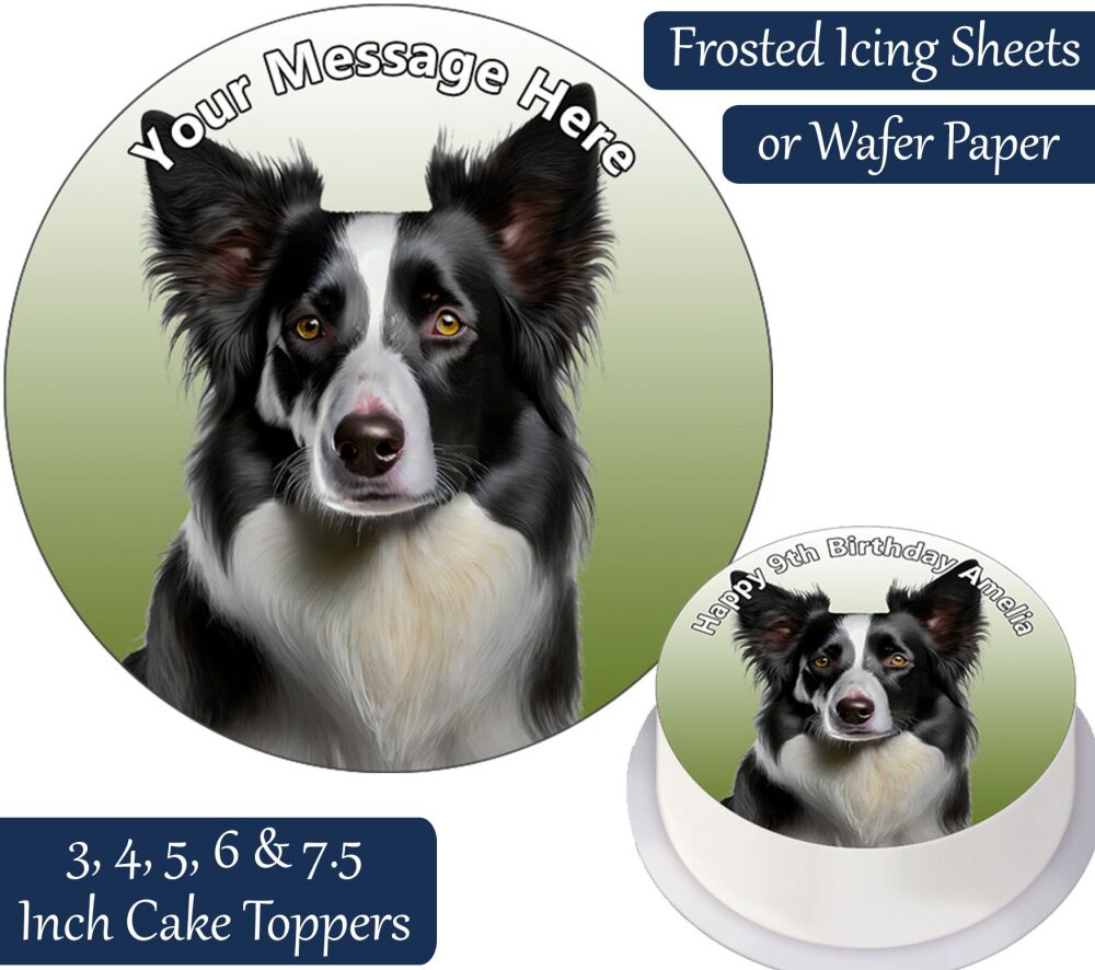 Dog Border Collie Personalised Cake Topper