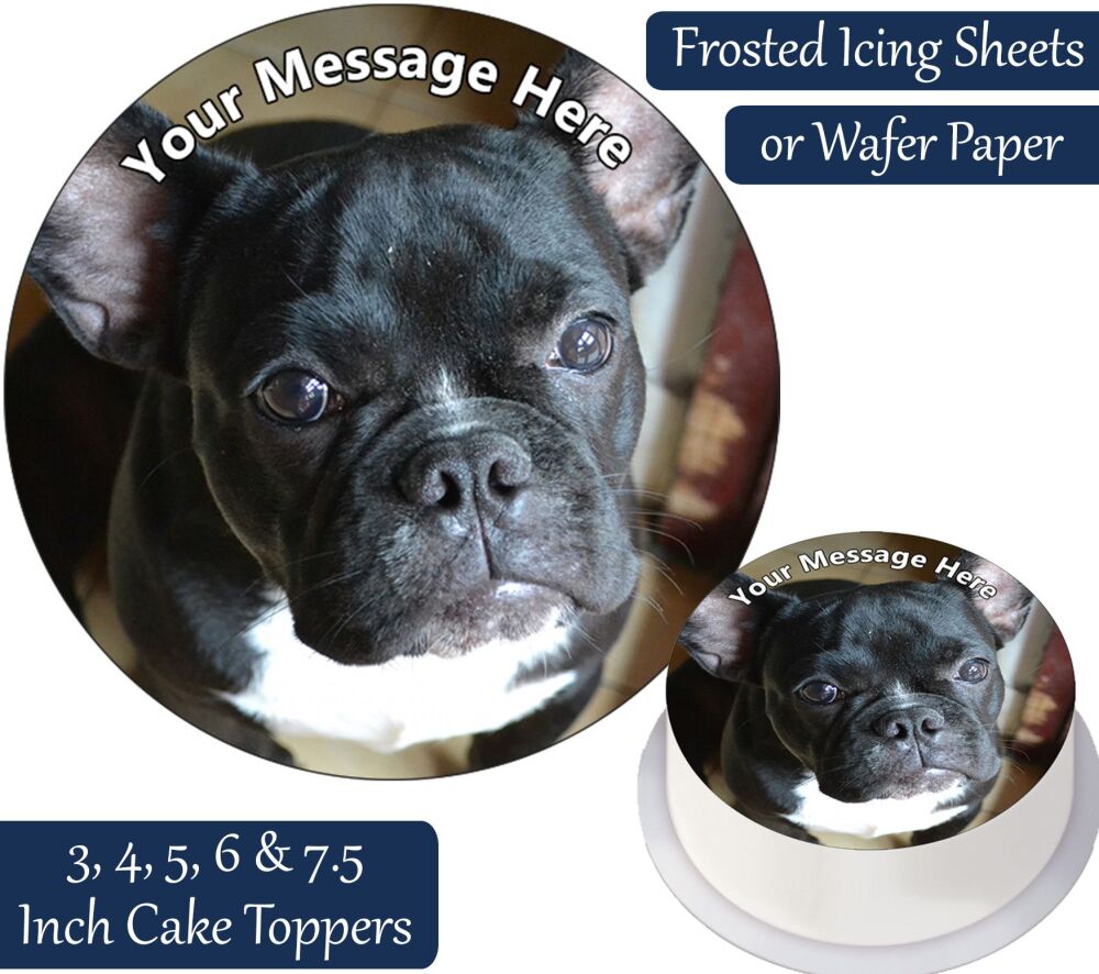 Dog French Bulldog Face Personalised Cake Topper