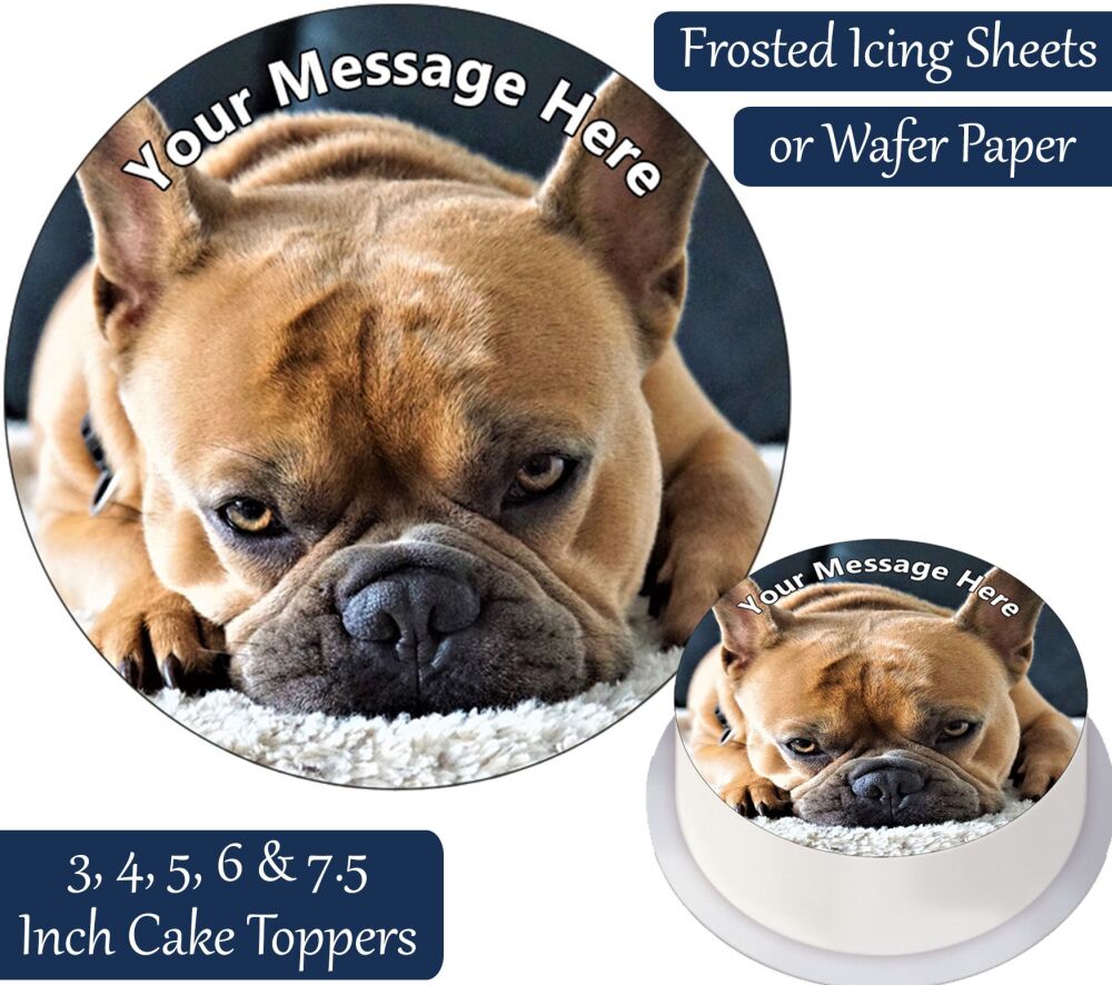 Dog French Bulldog Sleepy Personalised Cake Topper