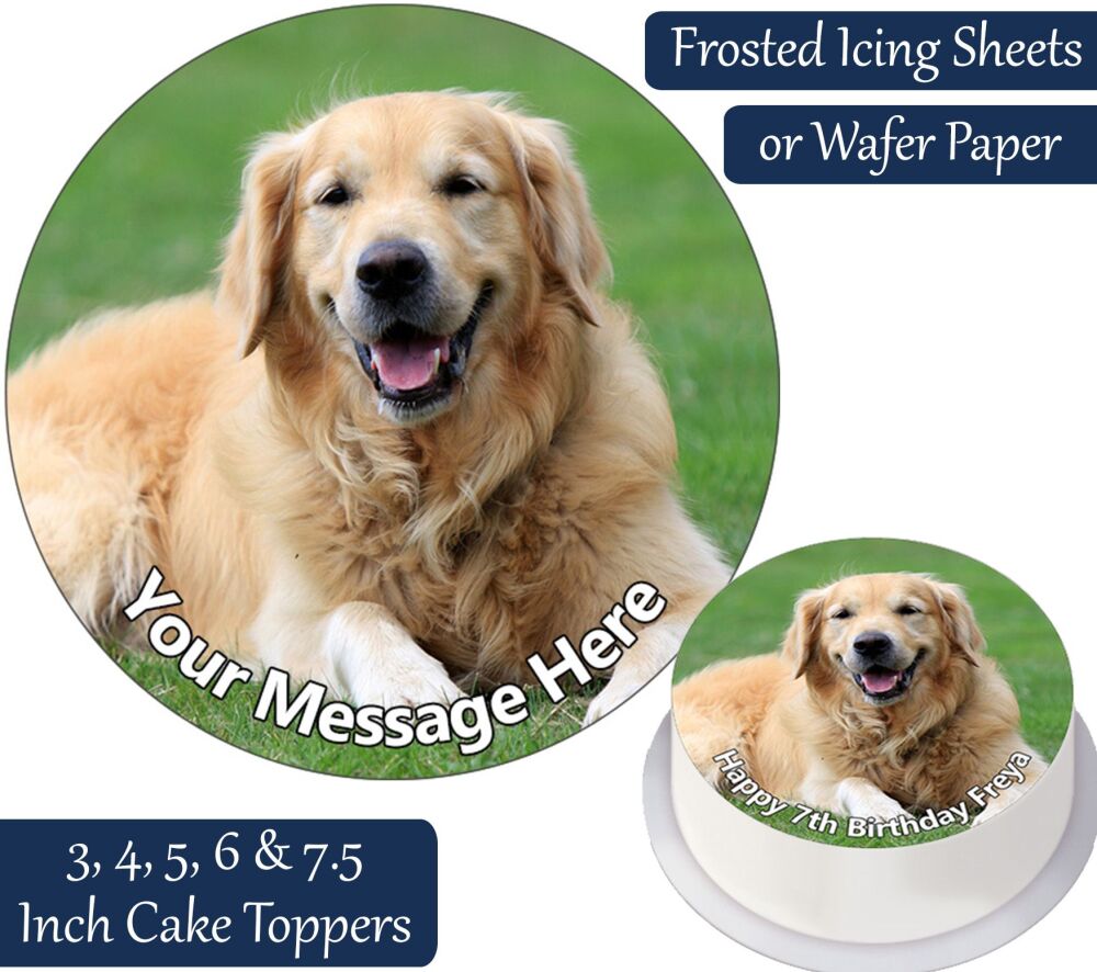 Dog Golden Retriever Personalised Cake Topper