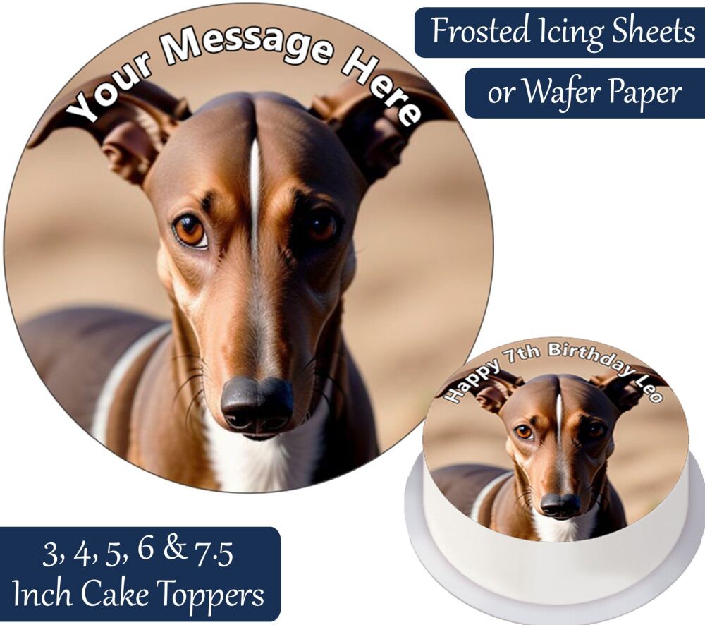 Dog Greyhound Personalised Cake Topper