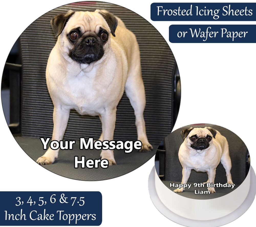 Dog Pug Personalised Cake Topper