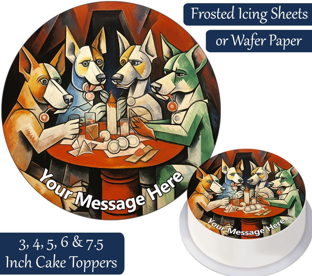 Dogs Playing Cards Personalised Cake Topper