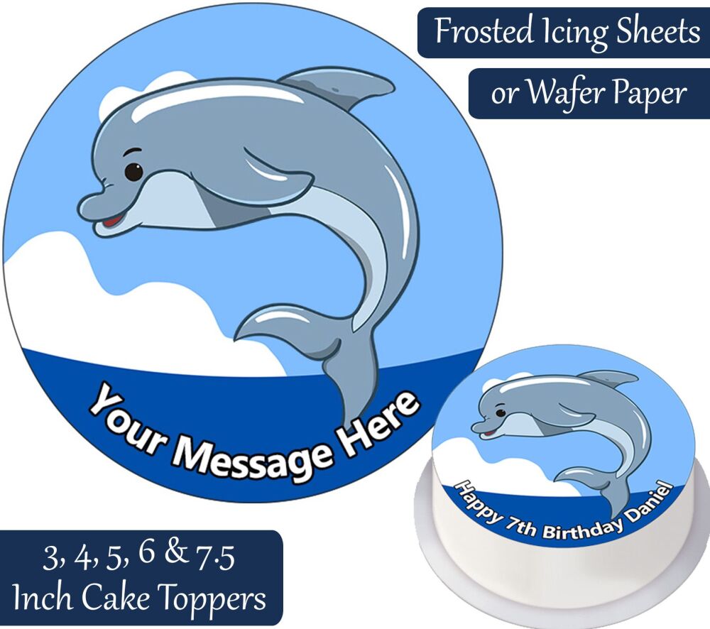 Dolphin Cartoon Personalised Cake Topper