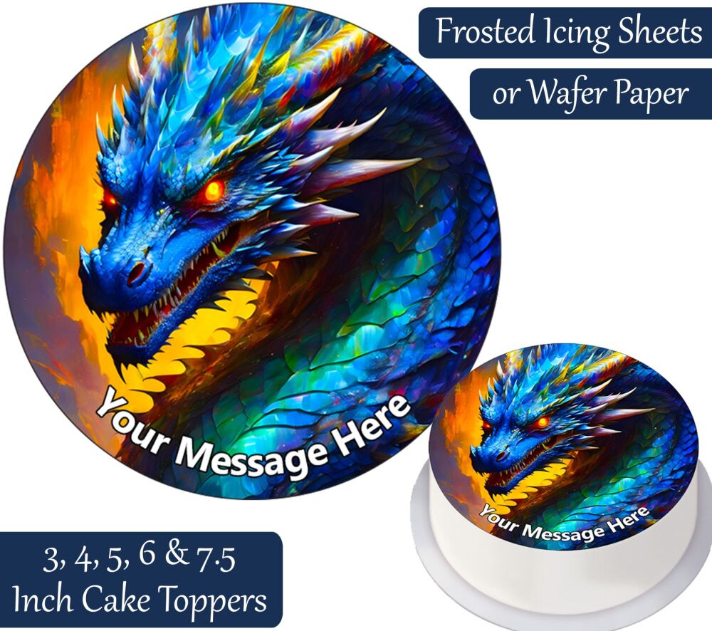 Dragon Blue Personalised Cake Topper