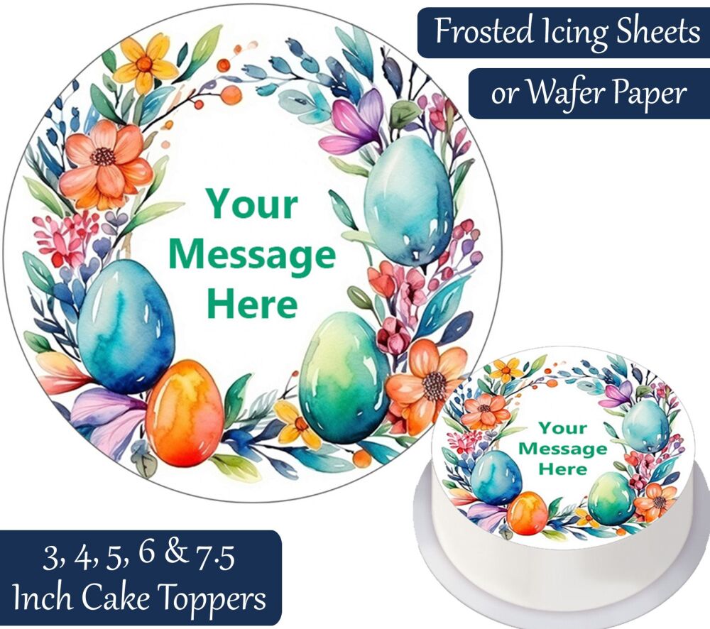 Easter Egg Wreath Personalised Cake Topper
