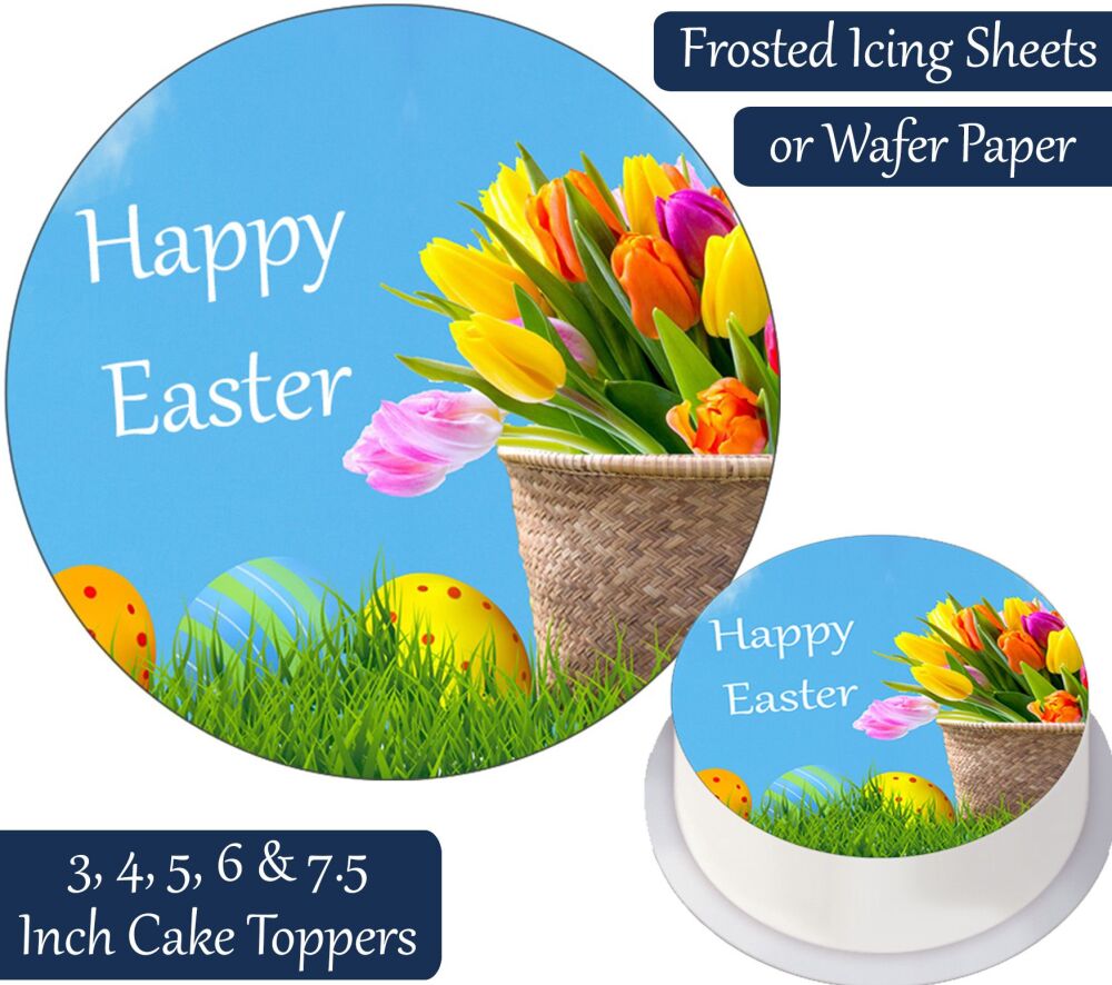 Easter Tulips Personalised Cake Topper