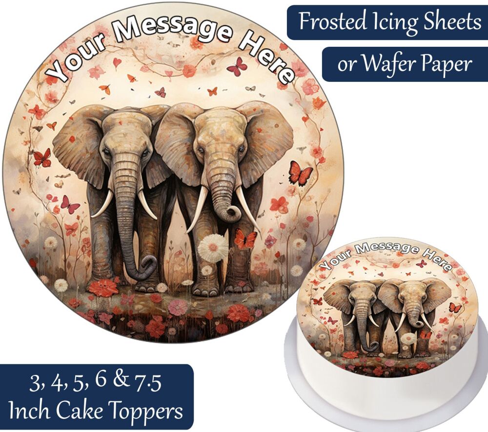 Elephant Couple Personalised Cake Topper