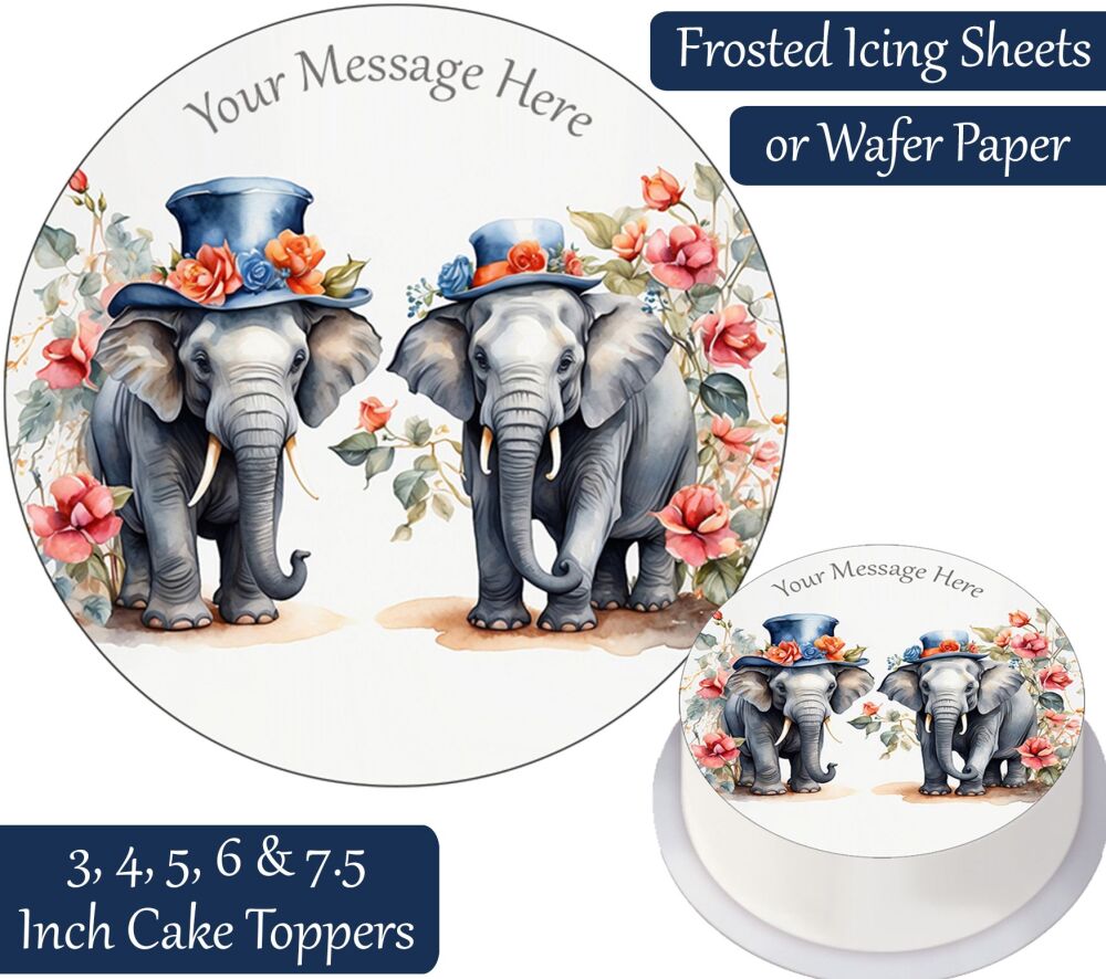 Elephants Fancy Personalised Cake Topper