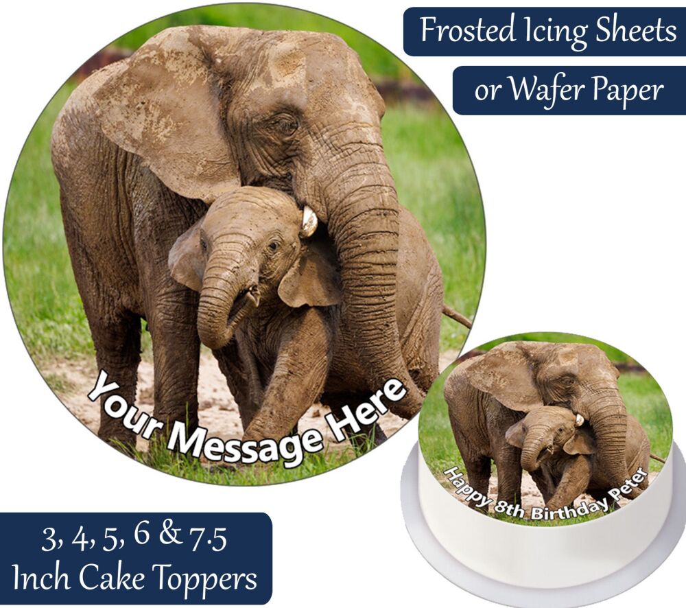 Elephants Personalised Cake Topper