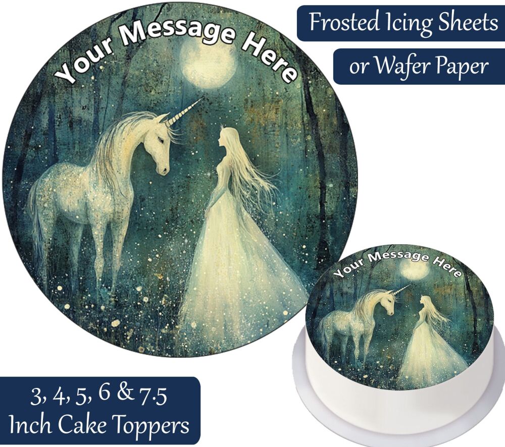Fantasy Unicorn Princess Personalised Cake Topper