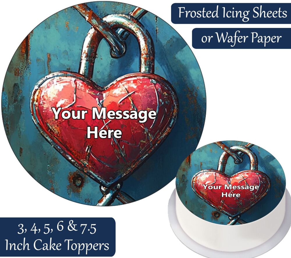 Fence Heart Lock Personalised Cake Topper