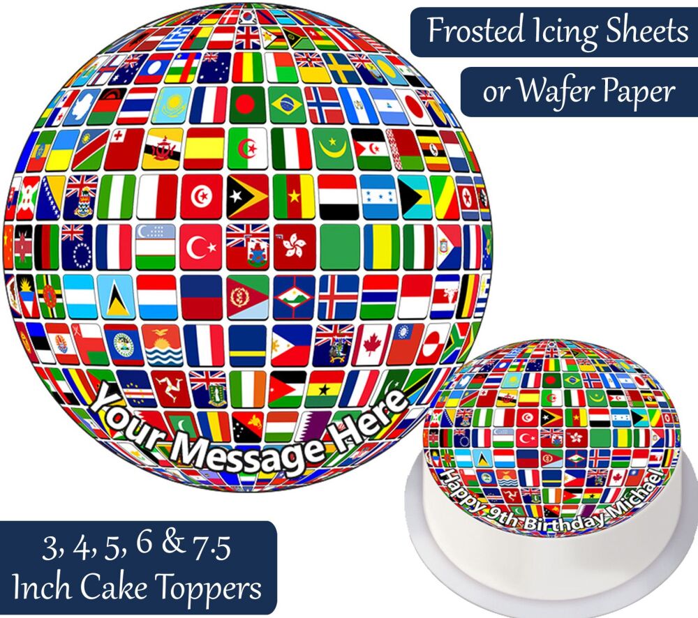 Flag Globe Personalised Cake Topper