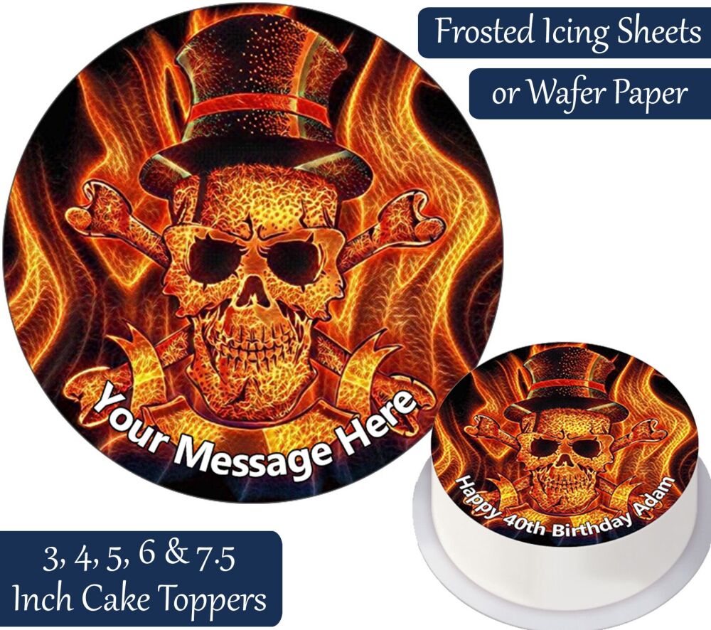 Flame Skull Personalised Cake Topper