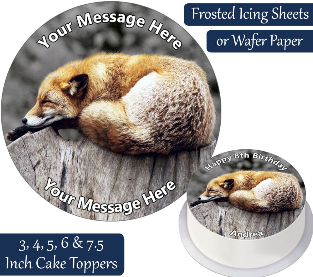 Fox Sleeping Personalised Cake Topper