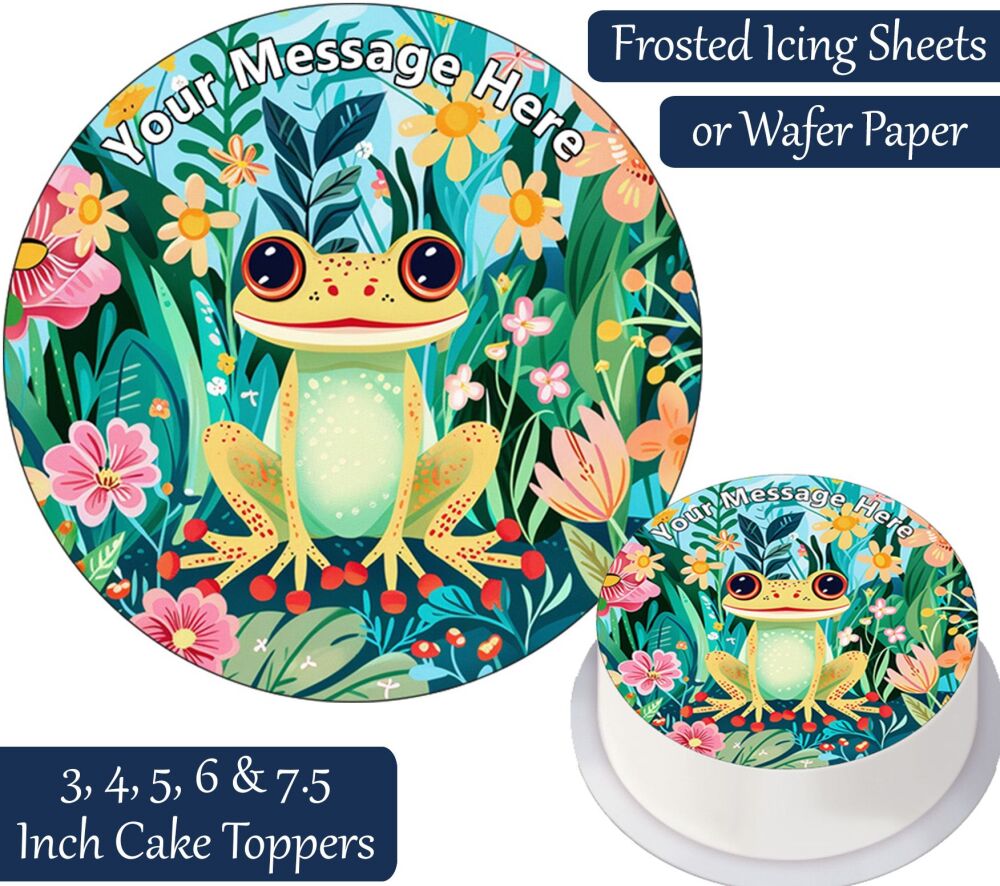 Frog Yellow Flowers Personalised Cake Topper